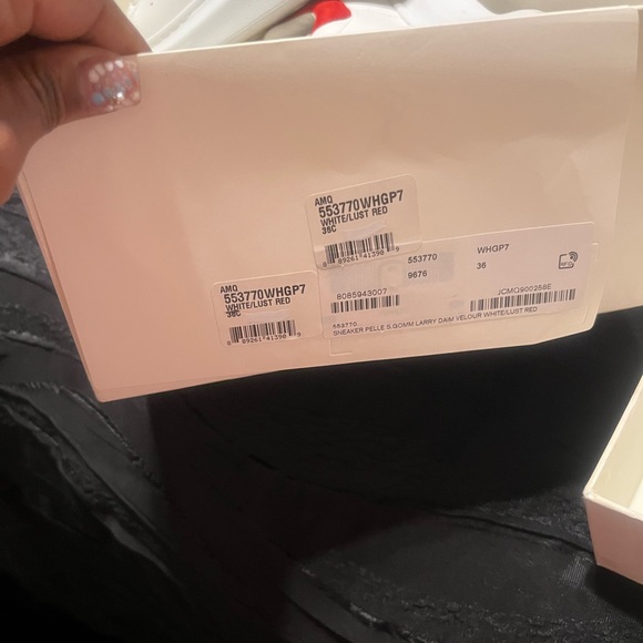 Stylish White and Red Women's Sneakers - Picture 2 of 6